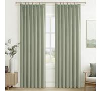 Sage Green Blackout Linen Curtains 84 Inches Long for Living Room Bedroom, Pinch Pleated Boho Light Drapes Viral Window Curtain with Pinch Pleat Clips Thermal Insulated (40"Wx84"Lx2Panels Sage)