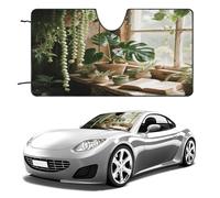 Sage Green Boho Car Windshield Sun Shade - Reflector Sunshade Offers Ultimate Protection for Car Interior, Cool Reflective Sun Blocker Fits Small Sedans, Mini SUVs 55"x30"