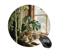 Sage Green Boho Mouse Pad Round Laptop Mouse Mat Cute Computer Mousepad Keyboard Pad Non-Slip Desk Pads for Gaming Office Work Home