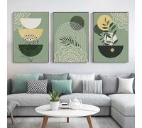 Sage Green Boho Wall Art Posters and Print Picture Abstract Minimalist Geometric Canvas Painting for Bedroom Home Decor(30x50cm-3Pcs)