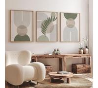 Sage Green Botanical Abstract Boho Geometry Art Canvas Painting Nordic Posters Prints Wall Pictures Living Room Decor19.6”x 27.5”(50x70cm) x3 No frame