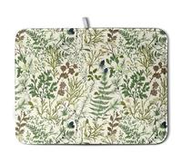 Sage Green Botanical Floral Dish Drying Mat for Kitchen Counter Vintage Herbs Fern Leaves Plant Drying Mats Absorbent Microfiber Dishes Drainer Mats Washable Dish Draining Pad Extra Large 18"x24"