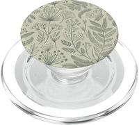 Sage Green Botanical Pattern Vintage Fern Herb Plant PopSockets PopGrip for MagSafe