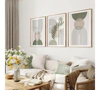 Sage Green Botanical Posters Prints Pictures Abstract Boho Geometric Wall Art Canvas Painting for Living Room Home Decor 70x100cmx3 No frame