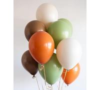 Sage Green Brown Balloon Set, 60 Packs 12 Inches Brown Beige Jungle Safari Wild Woodland Balloon, Olive Green Orange Balloons for Birthday Thanksgiving Harvest Festivals Fall Party Decorations