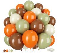 Sage Green Brown Balloons, 50 PCS 12 Inch Boho Balloons with Retro Olive Green Orange Cream white Latex Balloon for Jungle Safari Wild Woodland Birthday Wedding Neutral Baby Shower Party Decorations