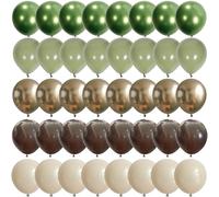 Sage Green Brown Safari Balloons, 60PCS Dusty Olive Green Coffee Beige Metallic Gold Eucalyptus Latex Balloon, Camo Army Hunting Balloons for Woodland Baby Shower Birthday Party Decorations Supplies