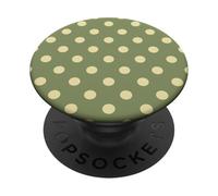 Sage Green Butter Yellow Big Polka Dot Boho Vintage Girly PopSockets Adhesive PopGrip