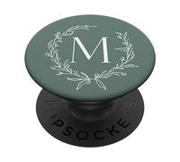 Sage Green Capital Letter M Monogram Initial M PopSockets Adhesive PopGrip