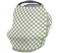 Sage Green Car Seat Covers for Babies, Nursing Breastfeeding Covers Stretchy Breathable Baby Carseat Canopy Cover for Girls and Boys Shower Gifts Modern Minimalism Checkered Plaid