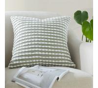 (Sage Green) Catherine Lansfield Stab Stitch Textured Filled Cushion