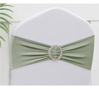 Gankar 100pcs Sage Green Chair Sashes for Wedding Ceremony, Elastic Chair Bands Bows for Party Banquet Theme Hotel Restaurant Event Decorations, 100 Pieces, Sage Green