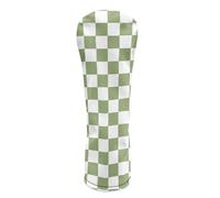 Sage Green Checkered Golf Head Covers for Woods and Driver Fairway Hybrid Funny PU Leather Golf Club Head Covers for Women Men Golf Accessories for Halloween Christmas Birthday Present