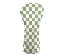 Sage Green Checkered Golf Head Covers for Woods and Driver Fairway Hybrid Funny PU Leather Golf Club Head Covers for Women Men Golf Accessories for Halloween Christmas Birthday Present