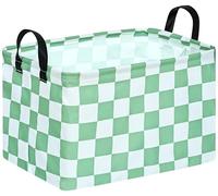 Sage Green Checkered Storage Basket Baby Toys Organizer Bins Decorative Gifts Bakset Waterproof Nursery Hamper Women Storage Cube Kids Laundry Basket for Home/Dorm/Kitchen/Pet/Office/Closet/Shelf/