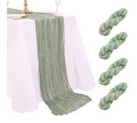 Sage Green Cheesecloth Table Runner 4 Packs 10ft Long Gauze Table Runner Rustic Sheer Runner for Baby Shower Cake Table Decorations
