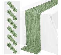 Sage Green Cheesecloth Table Runner 6 Pack 45x275cm (17.7x108 Inch)