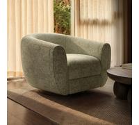 Sage Green Chenille Round Swivel Tub Chair - Celine
