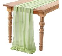 Sage Green Chiffon Sheer Wedding Table Runner, 27x120 Inches Long Tulle Draping for Bridal & Baby Shower (E)