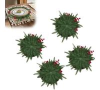 Sage green christmas placemats，Rustic round placemats，Artificial pine leaf round table mats，Perfect for wedding table decoration & Christmas Decor (C)