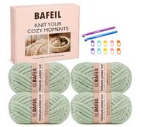 Sage Green Chunky Blanket Yarn, 1cm Jumbo Yarn, 4 Pack 1000g | 4 skeins, 60 yds each, 240 yds total for hand knitting, finger knitting, blankets, crafts and amigurumi