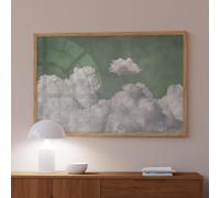 Sage Green Cloud Canvas Wall Art, Large Cloud Print, Green Living Room Decor, Above Bed, Surreal Sky, Landscape Painting 60x80cm Frameless