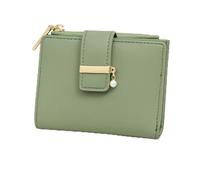 Sage Green Compact Wallet - Coin Pocket Stylish Small Purse with Card Slots Zipper Closure ID Window and Elegant Charm - for Everyday Use Travel or Business (Sage Green)