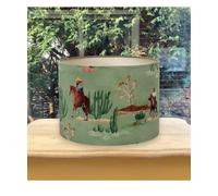 Sage Green Cowboy Horse Western Desert Equestrian Fabric Drum Shade for Ceiling Table or Floor Lamp - Small Table/Floor Lampshade