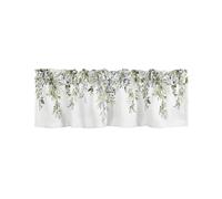 Sage Green Curtain Valance for Watercolor Eucalyptus Leaf Rod Pocket Window Treatments Plant Leaves