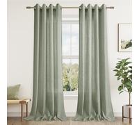Sage Green Curtains 84 Inches Long for Living Room 2 Panels Grommet Linen Drape Light Filtering Green Semi Sheer Curtains Spring Summer Boho Farmhouse Decor for Dining Room Bedroom 84 Inch Length