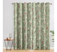 Sage Green Curtains for Living Room, Bedroom, Rustic Floral Blackout Curtains 90 x 108, patterned Drapes 108 inch Drop, Thermal Insulated Eyelet Window Treatments, 2 Panels PL60