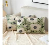 Sage Green Cushion Covers 40 x 80 cm Floral Sofa Cushions 2 Pack Rectangle Cushion Covers Velvet Throw Pillow Double Sided Printing Outdoor Cushions for Garden Bedroom Bed Home Autumn Decor 2s-421