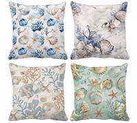 Sage Green Cushion Covers 50 x 50 Set of 4, Outdoor Cushions Shell Sofa Pillows Covers, Square Waterproof Linen Decorative Pillows with Invisible Zipper for Garden Furniture Home Decor Gifts t22-Y