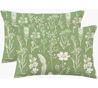 Sage Green Cushion Covers 50 x 60 cm, Plant Cushions Covers Set of 2 Rectangle Sofa Pillows with Invisible Zipper, Outdoor Pillowcases Double-Sided Decorative Pillows for Living Room Home Decor m725