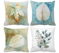 Sage Green Cushion Covers 55 x 55 Set of 4, Outdoor Cushions Simple Sofa Pillows Covers, Square Waterproof Linen Decorative Pillows with Invisible Zipper, Garden Furniture Home Decor Gifts h11-S