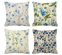Sage Green Cushion Covers 65 X 65 Set of 4 Square Outdoor Cushions Waterproof Soft Decorative Pillows Covers Flower Pattern Design with Invisible Zipper for Garden Home Decor, Gifts for Women S-10E