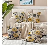 Sage Green Cushion Covers 70 x 70 Set of 4, Outdoor Cushions Waterproof Linen Flowers Cushions with Invisible Zipper Decorative Pillows, Square Pillow Covers 28x28in for Sofa Couch Home Decor R-633