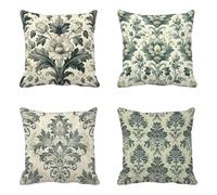 Sage Green Cushion Covers 80x80 cm Set of 4, Garden Cushions Waterproof Soft Sofa Pillows Covers Baroque Pattern Pattern Design Double-Sided Printing Square Decorative Pillowscases, Home -hjw25052Q