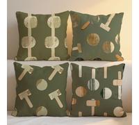 Sage Green Cushion Covers Abstract Cushions Covers 80x80 cm Set of 4 for Sofa Bed Square Decorative Pillow Cases Linen Double Sided Printing Throw Pillow Case Indoor Room Decor, Gifts for Women b-1190