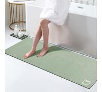 Sage Green Diatomaceous Earth Bath Mat 15.7"x47.2" Extra Long Bathroom Mat Large Fast Dry Super Absorbent Non-Slip Rubber Backed Shower Mat Bathroom Rugs Mat for Bathroom Floor, Tub, Shower, Sink