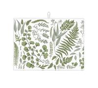 Sage Green Dish Drying Mat for Kitchen Counter, Vintage Herbs Plants Microfiber Absorbent Dish Draining Reusable Washable Extra Large 18"x24" (Green, 18x24in)