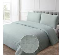 Sage Green Duvet Cover Set Waffle Double Bed Duck Egg Green Bedding Set | Duck Egg Duvet Sets, Textured Jacquard Waffle Weave Luxury Geometric Farmhouse Hotel Washed Microfiber 200x200 Ultra Soft