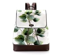 Sage Green Eucalyptus Bouquet Mini Faux Leather Backpack Purse, Women Ladies Rucksack Handbag School Bag