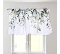 Sage Green Eucalyptus Curtain Valance for Windows Berry Branch Plant Curtains Valances Short Panels Watercolor Eucalyptus Leaves Retro Window Treatment Topper Curtains, 1 Panel 54 x 18 In