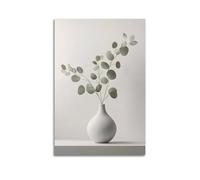 Sage Green Eucalyptus Leaf Wall Art Hanging Paintings Poster Floral Glass Vases Mason Jar Canvas Print Rustic Botanical Art for Bathroom Kitchen Decor 20x30inch(50x75cm)