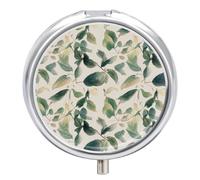 Sage Green Eucalyptus Leaves Small Pill Box 3 Grids Travel Pill Case Portable Daily Pill Organizer with Anti-Mixing Design Easy to Retrieve Meds for Medication, Vitamin, Supplements