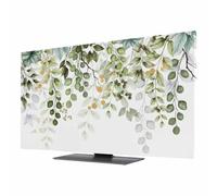 Sage Green Eucalyptus Leaves TV Cover Indoor Elastic TVs Screen Protector, Spring Floral Monitor Covers Inside Dust Proof Slipcover, Summer Botanical 75 Inch TV Cover for Flat or Curved TVs
