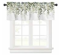 Sage Green Eucalyptus Leaves Valance for Windows Berry Branch Plant Curtains Valances Spring Short Curtains Rod Pocket Window Treatment for Kitchen Living Room Bedroom Bathroom Decor 1 Panel 42x18
