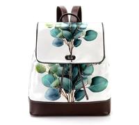 Sage Green Eucalyptus PU Leather Backpack Purse for Women, Fashion Ladies Travel Shoulder Bag Rucksack