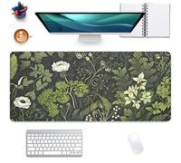 Sage Green Floral and Plant Desk Pad Mouse Pad,Large Gaming Mouse Mat with Stitched Edges,Non-Slip Waterproof Rubber Base Mous Mat for Office Computer Keyboard Laptop Home(27.5X11.8 in)